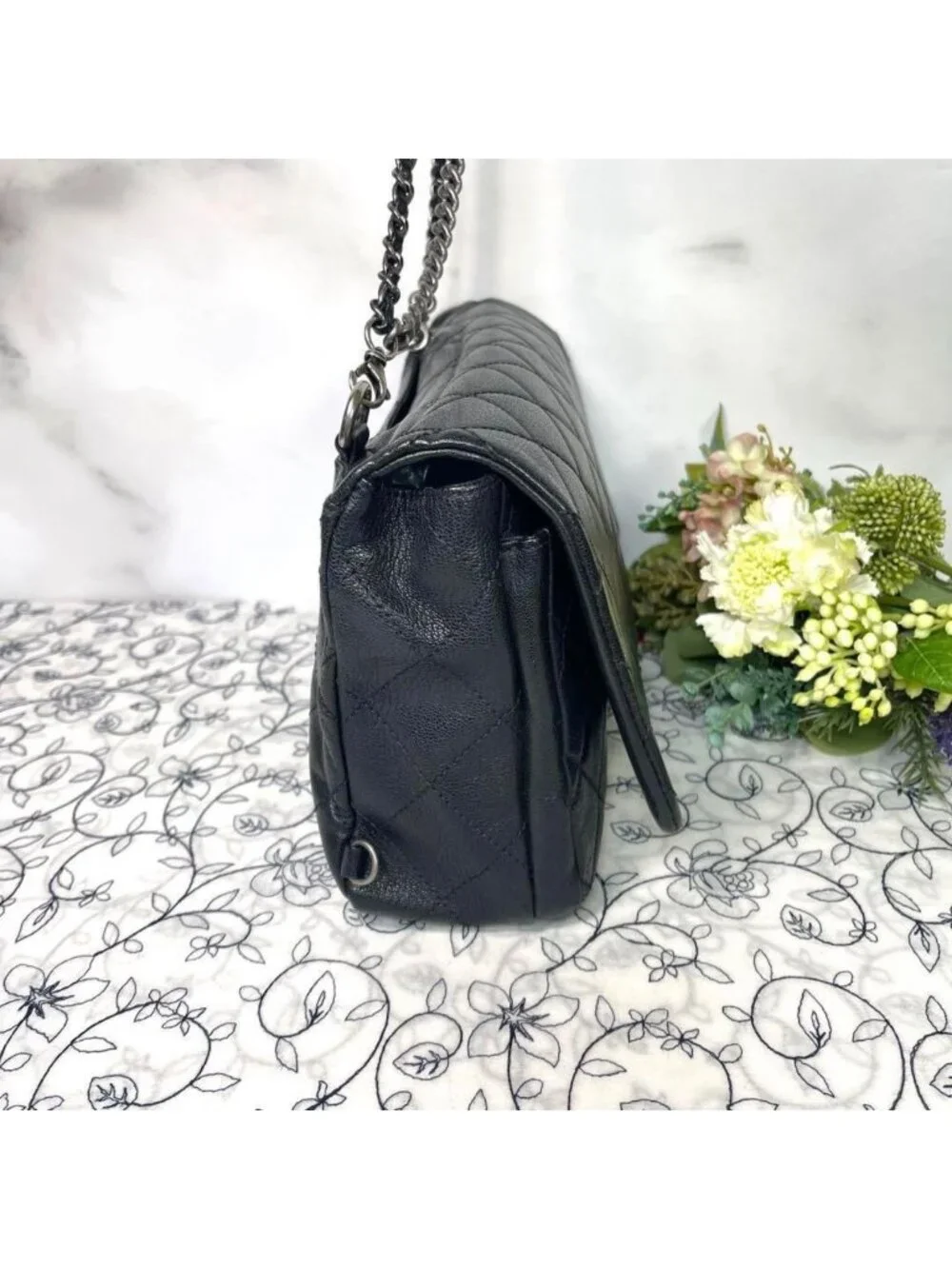 Chanel Metal CC Logo Quilted Chain Shoulder Bag